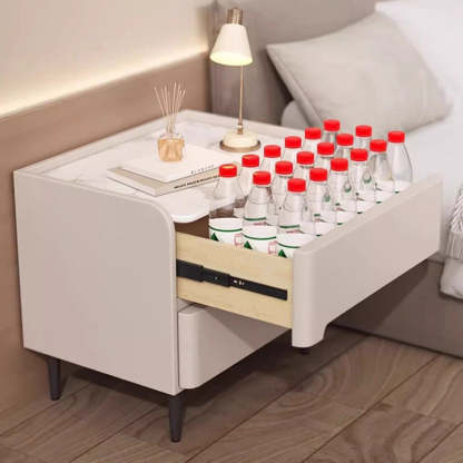 Modern Sintered Stone 2-Drawer Nightstand — Dark Gray