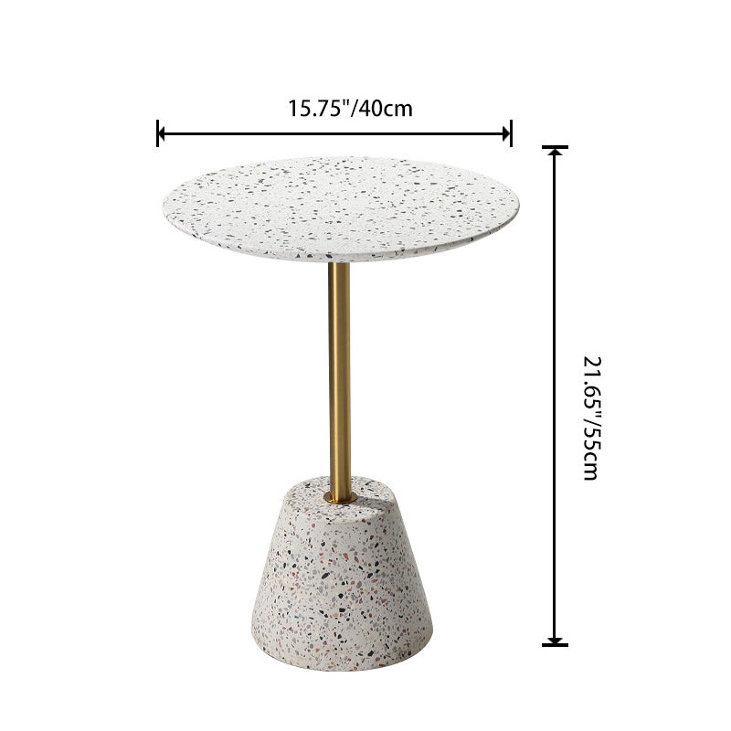 Contemporary Terrazzo Metal Round End Table