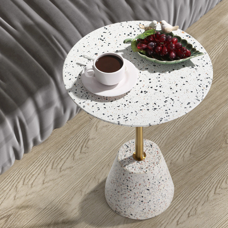 Contemporary Terrazzo Metal Round End Table