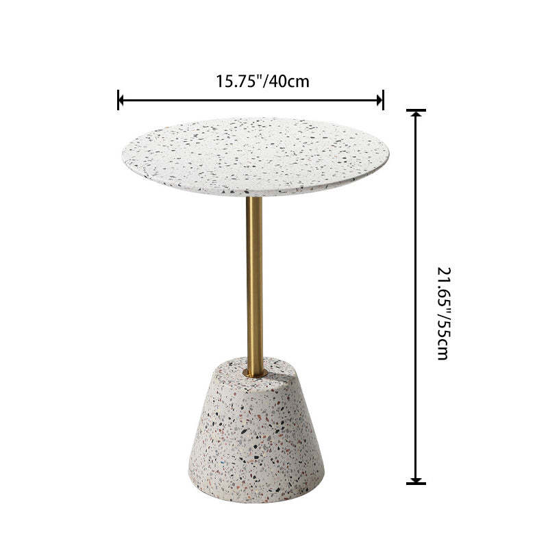 Contemporary Terrazzo Metal Round End Table