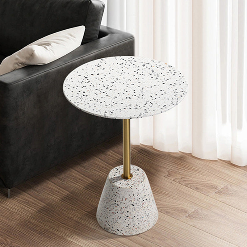 Contemporary Terrazzo Metal Round End Table