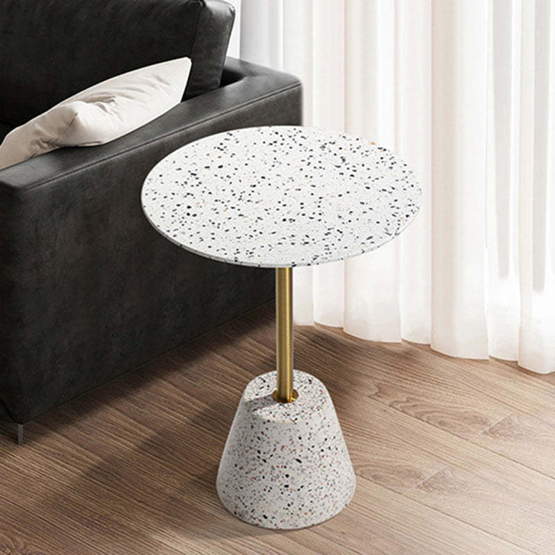 Contemporary Terrazzo Metal Round End Table