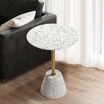 Contemporary Terrazzo Metal Round End Table