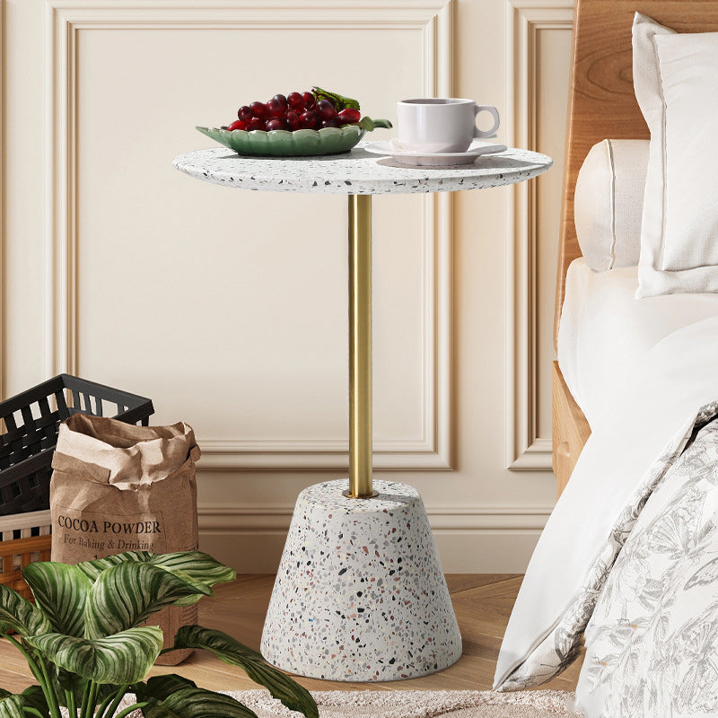 Contemporary Terrazzo Metal Round End Table