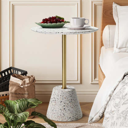 Contemporary Terrazzo Metal Round End Table