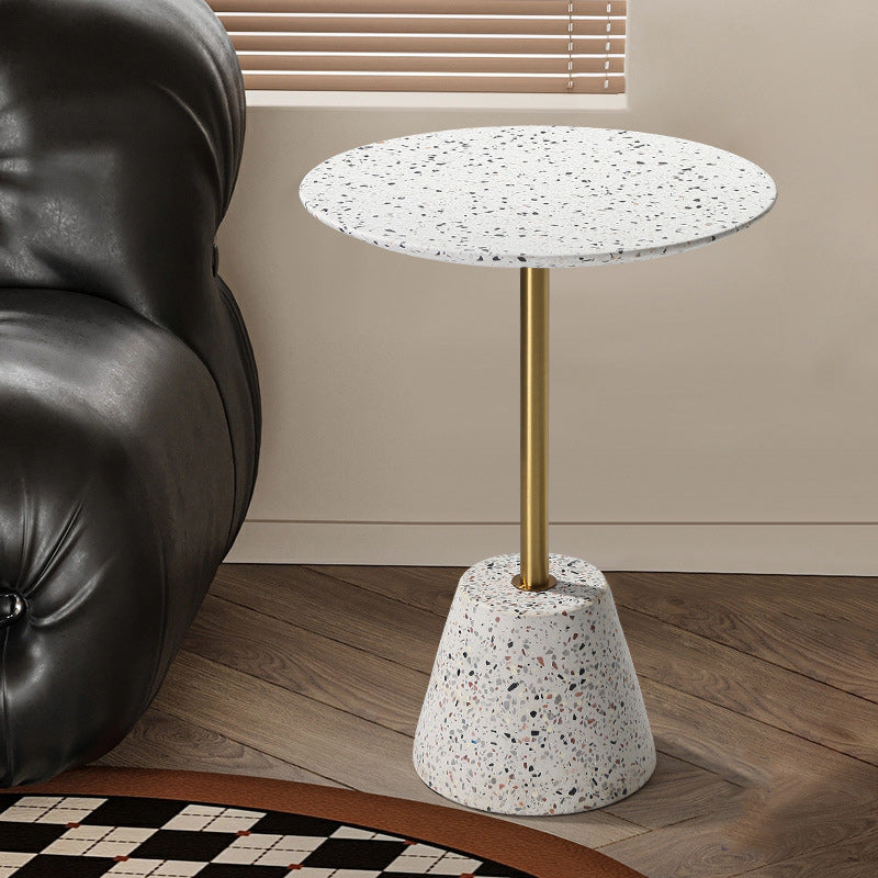 Contemporary Terrazzo Metal Round End Table