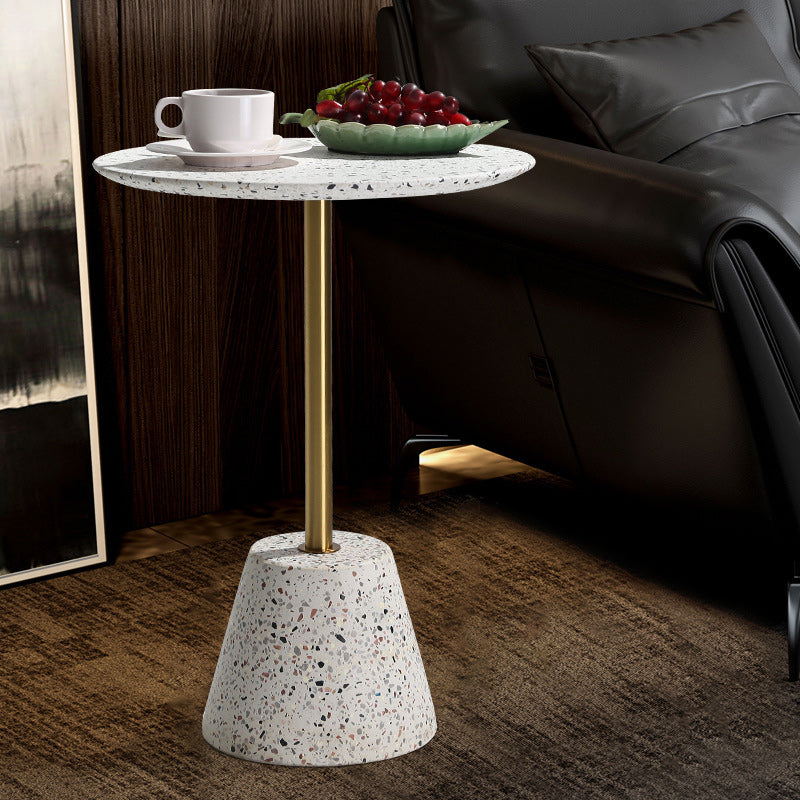 Creative terrazzo round wood end & side tables in metal wood stone