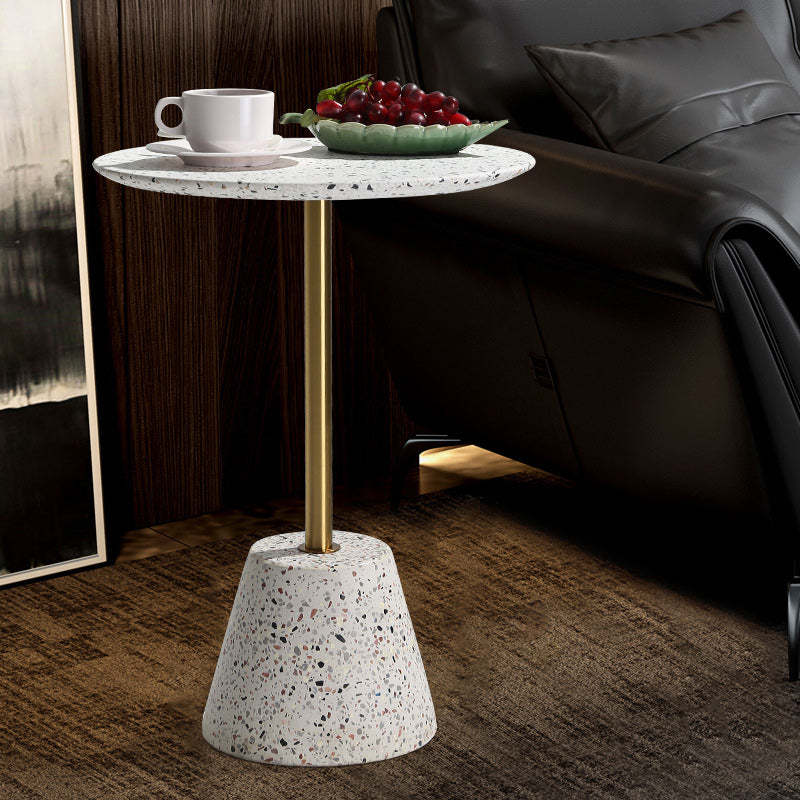 Contemporary Terrazzo Metal Round End Table