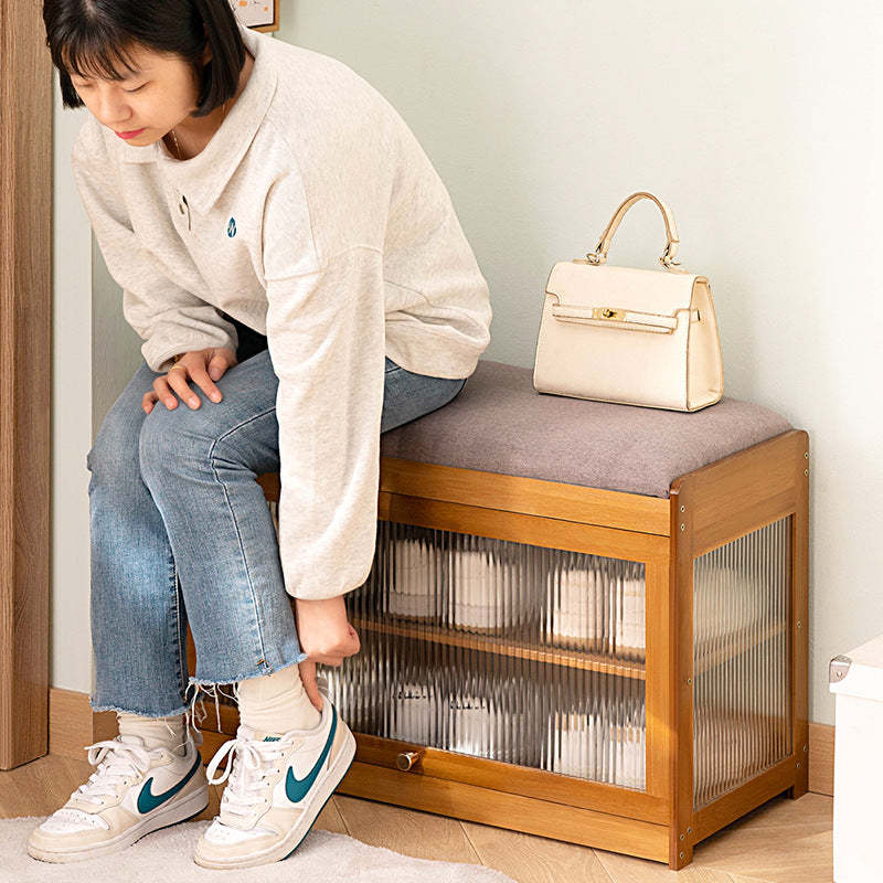 Contemporary Fabric 2-Tier Flip-Door Shoe Storage