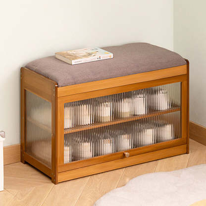 Contemporary Fabric 2-Tier Flip-Door Shoe Storage