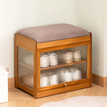 Contemporary Fabric 2-Tier Flip-Door Shoe Storage