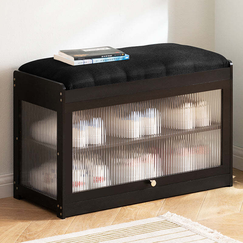 Contemporary Fabric 2-Tier Flip-Door Shoe Storage