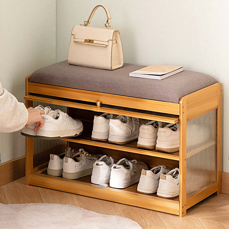 Contemporary Fabric 2-Tier Flip-Door Shoe Storage
