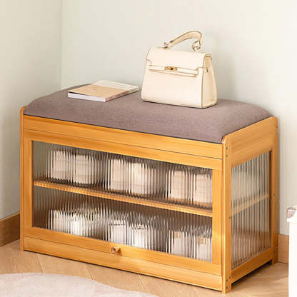 Contemporary Fabric 2-Tier Flip-Door Shoe Storage