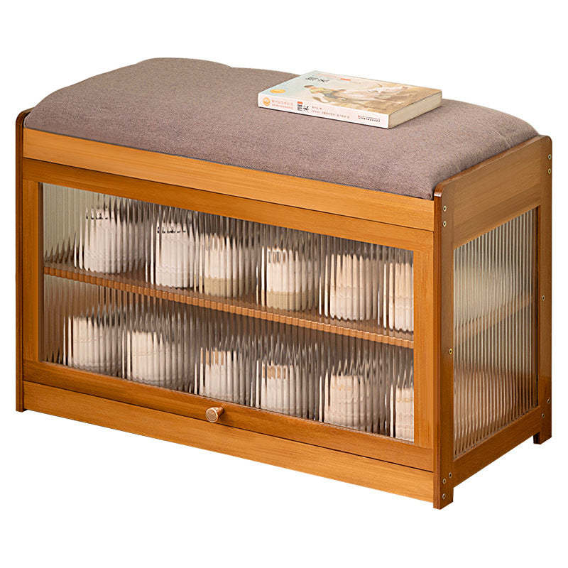 Contemporary Fabric 2-Tier Flip-Door Shoe Storage