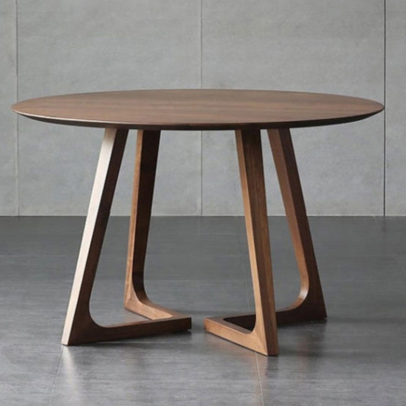 Round Wood Iron 5-Seat Dining Table