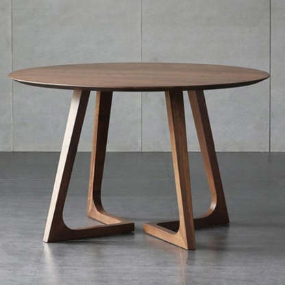 Round Wood Iron 5-Seat Dining Table