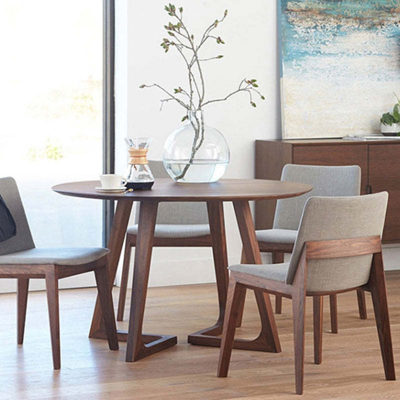 Round Wood Iron 5-Seat Dining Table