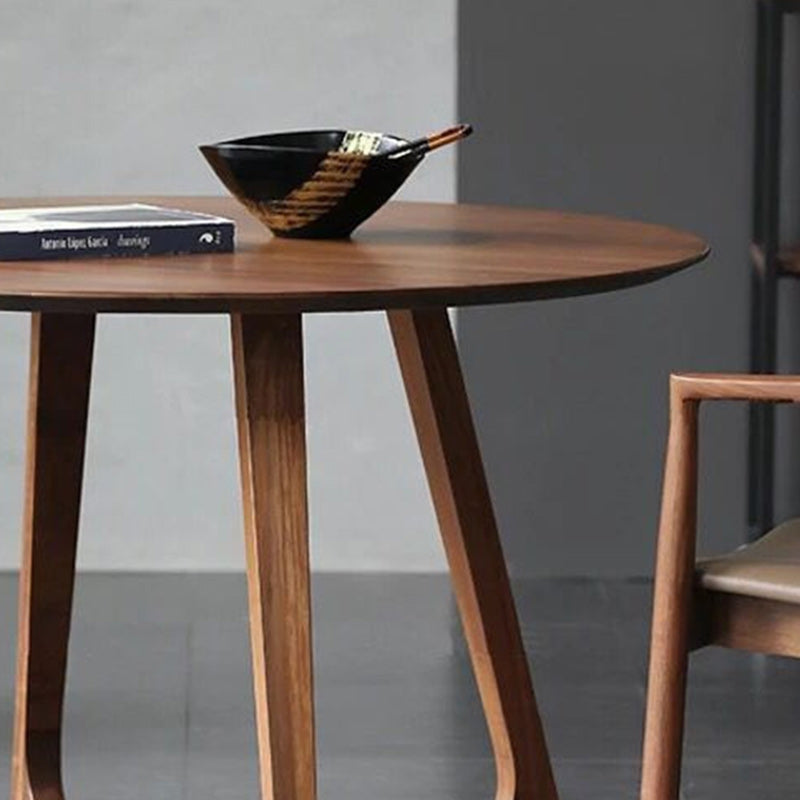 Round Wood Iron 5-Seat Dining Table