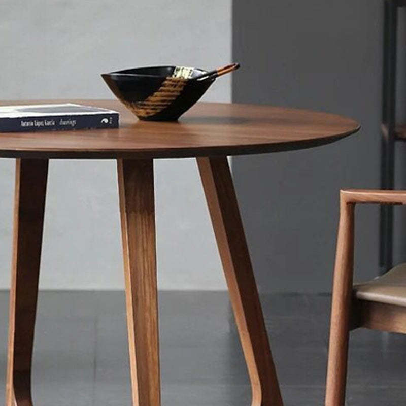 Round Wood Iron 5-Seat Dining Table