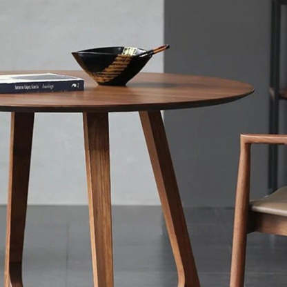 Round Wood Iron 5-Seat Dining Table