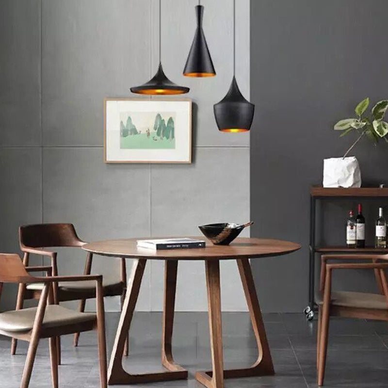 Round Wood Iron 5-Seat Dining Table
