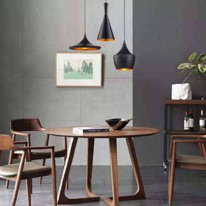 Round Wood Iron 5-Seat Dining Table