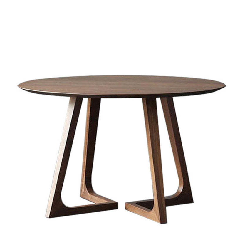 Round Wood Iron 5-Seat Dining Table