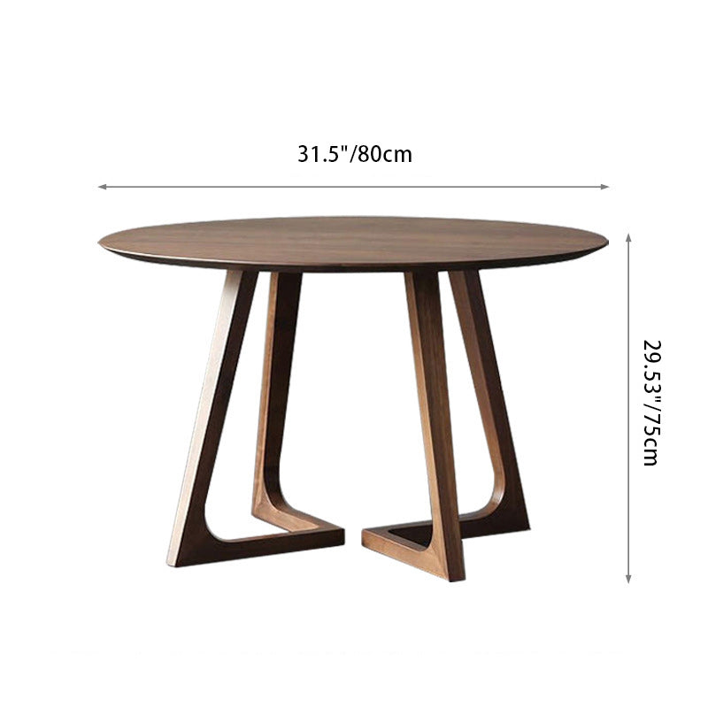 Round Wood Iron 5-Seat Dining Table