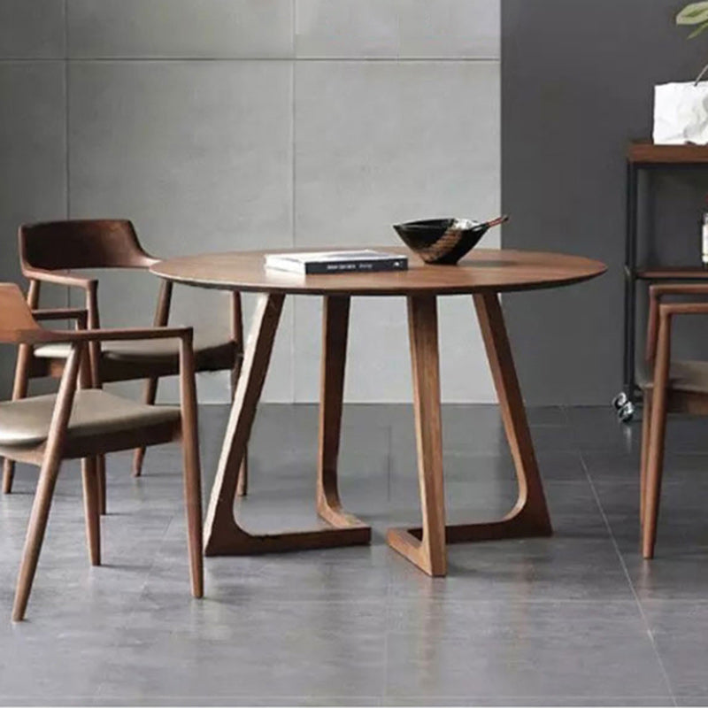 Round Wood Iron 5-Seat Dining Table