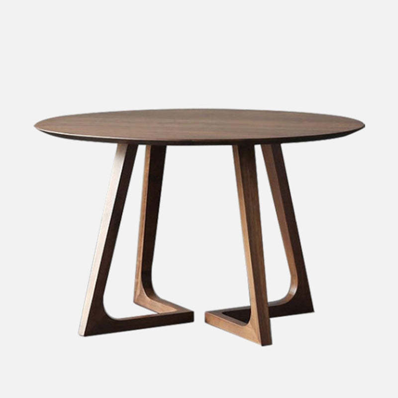 Round Wood Iron 5-Seat Dining Table