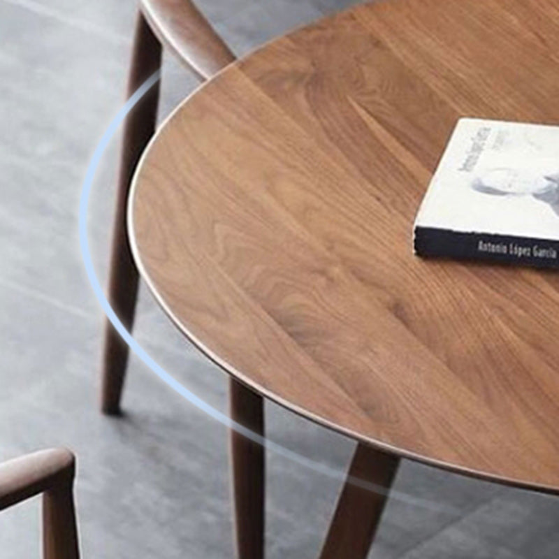 Round Wood Iron 5-Seat Dining Table