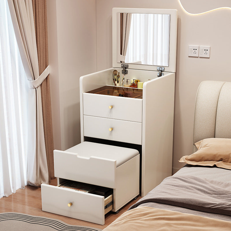 Modern Leather Wood 2-Drawer Makeup Vanity