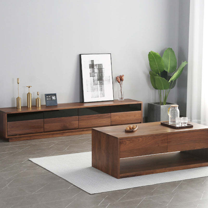 Minimalist Wood Coffee Table 4-Drawer