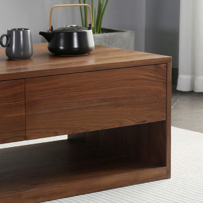 Minimalist Wood Coffee Table 4-Drawer