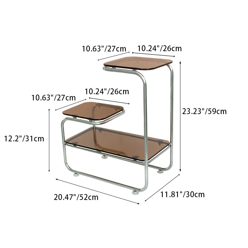 Art Deco Geometric Glass Iron Side Table