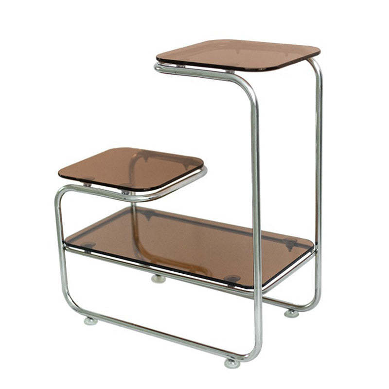 Art Deco Geometric Glass Iron Side Table