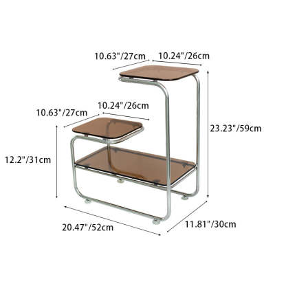 Art Deco Geometric Glass Iron Side Table