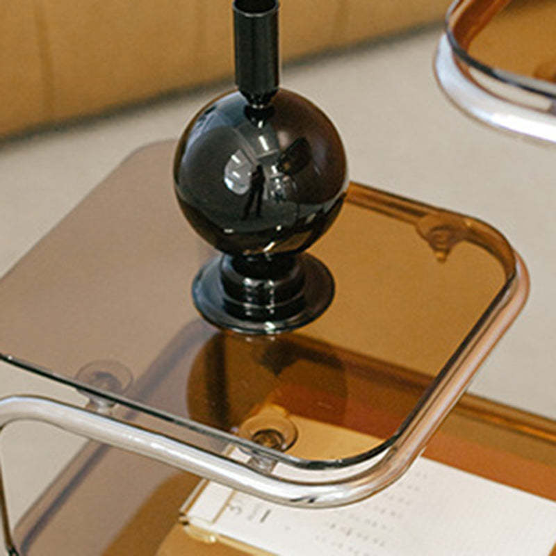 Art Deco Geometric Glass Iron Side Table
