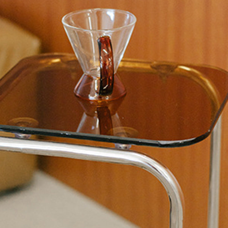 Art Deco Geometric Glass Iron Side Table