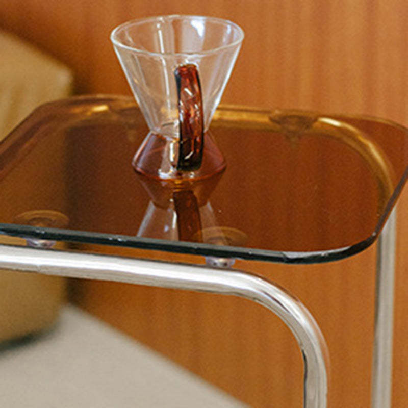 Art Deco Geometric Glass Iron Side Table