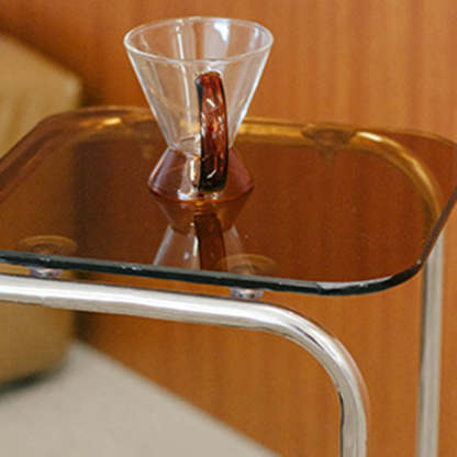 Art Deco Geometric Glass Iron Side Table