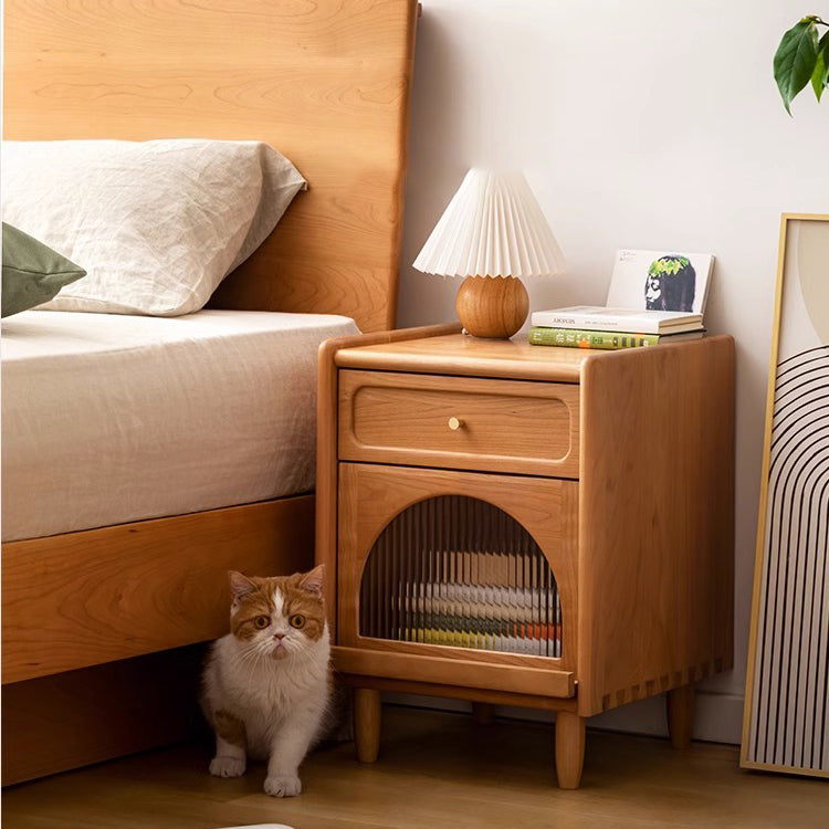 Retro 1-drawer wood nightstands