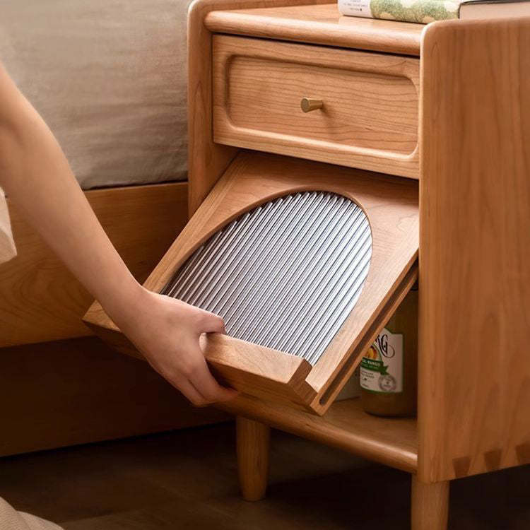 Retro Cherry Wood 1-Drawer Nightstand