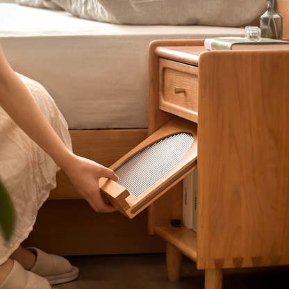 Retro Cherry Wood 1-Drawer Nightstand