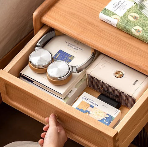 Retro Cherry Wood 1-Drawer Nightstand
