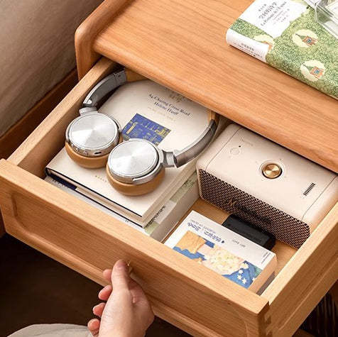 Retro Cherry Wood 1-Drawer Nightstand