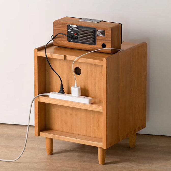 Retro Cherry Wood 1-Drawer Nightstand