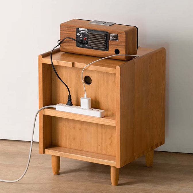 Retro Cherry Wood 1-Drawer Nightstand