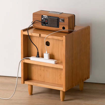 Retro Cherry Wood 1-Drawer Nightstand